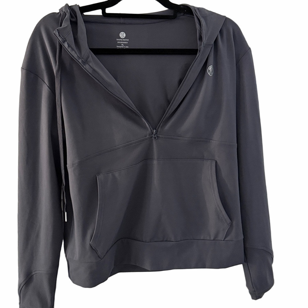 Grey TYC Til You Collapse Half zip Hoodie Spandex XL stretchy fitted workout‎